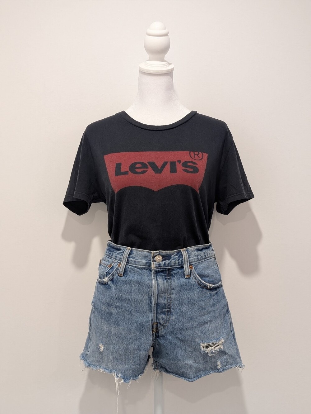 Levi's High-Waist Distressed Wedgie Shorts - Light Blue Wash